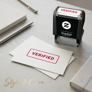 Personalised Simple Stylish Red Ink VERIFIED Self-inking Stamp