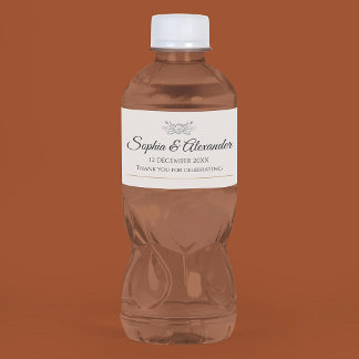 Personalised Simple Wedding Elegant Custom Water Bottle Label