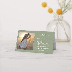 Personalised Simple Wedding Photo Place Card