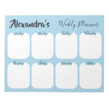 Personalised simple weekly planner notepad