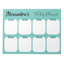 Personalised simple weekly planner notepad