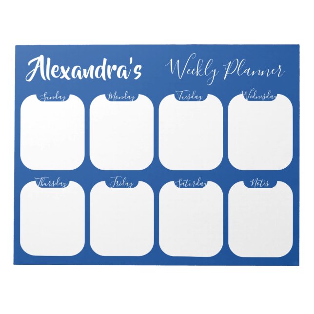 Personalised simple weekly planner notepad (Front)