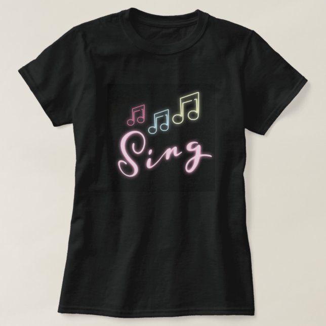Personalised SING with music notes T-Shirt (Design Front)