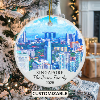 Personalised Singapore City Ornament, Singapore Ceramic Ornament