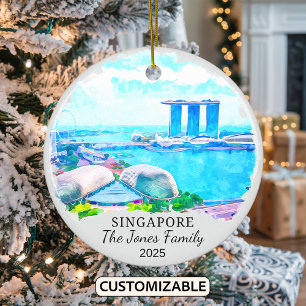 Personalised Singapore City Ornament, Singapore Ceramic Ornament