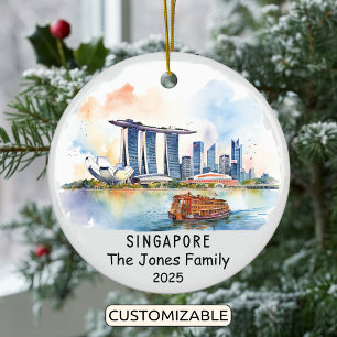 Personalised Singapore Ornament, Asia Ceramic Ornament