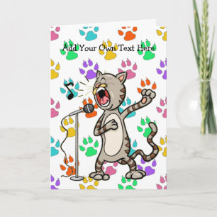 Personalised Singing Cat Greeting Cards/Multi Paw Card