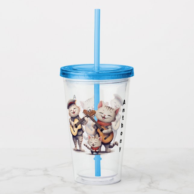 Personalised Singing Cats  Acrylic Tumbler (Front)