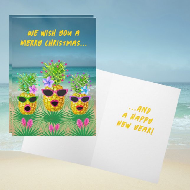 Personalised Singing Lady Pineapples  Holiday Card (Personalize this card with your own message!)