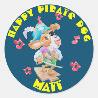 Personalised Singing Pirate Dog Sticker