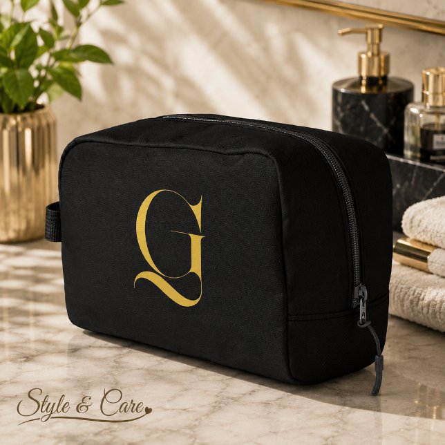 Personalised Single Custom Monogram Solid Black Dopp Kit (Personalized Single Custom Monogram Solid Black Dopp Kit)