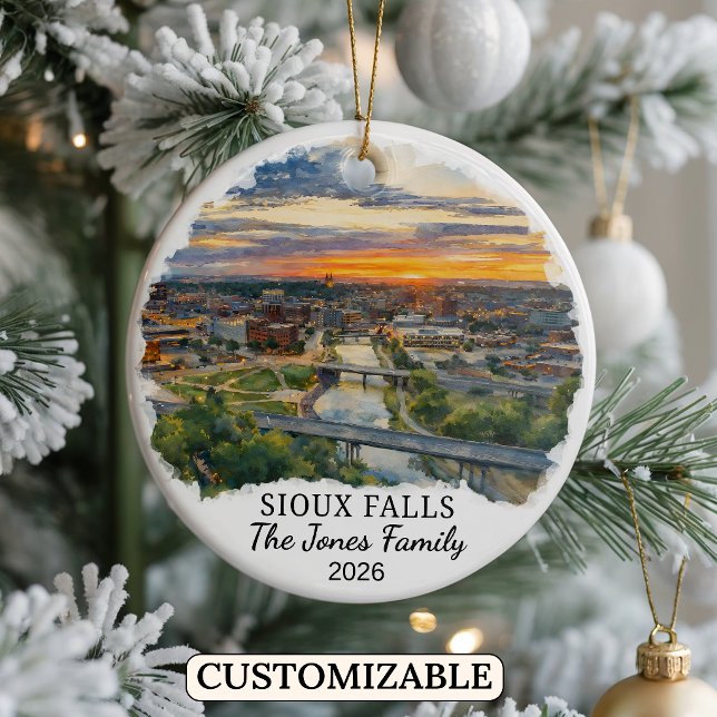 Personalised Sioux Falls, Custom South Dakota Ceramic Ornament (Creator Uploaded)