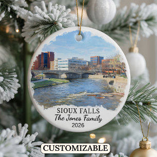Personalised Sioux Falls, Custom South Dakota Ceramic Ornament