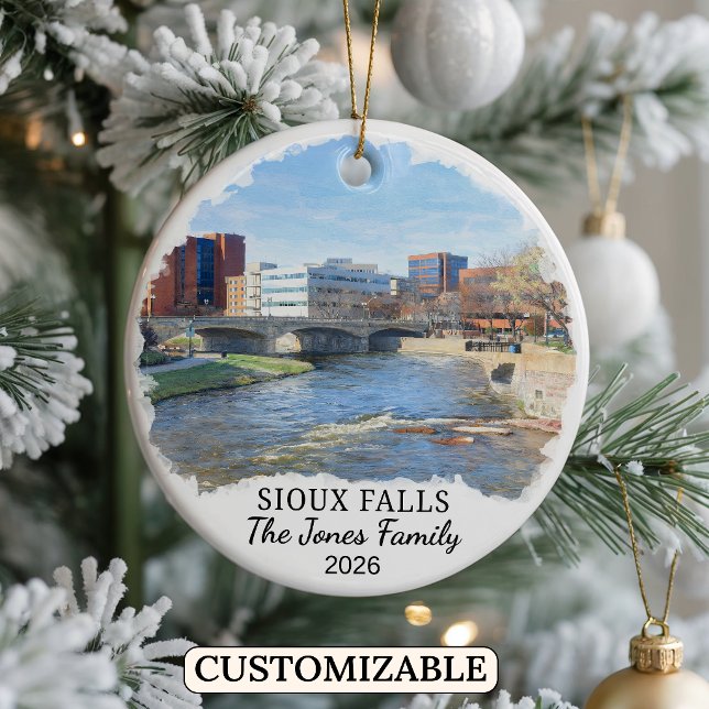 Personalised Sioux Falls, Custom South Dakota Ceramic Ornament (Creator Uploaded)