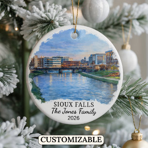 Personalised Sioux Falls, Custom South Dakota Ceramic Ornament