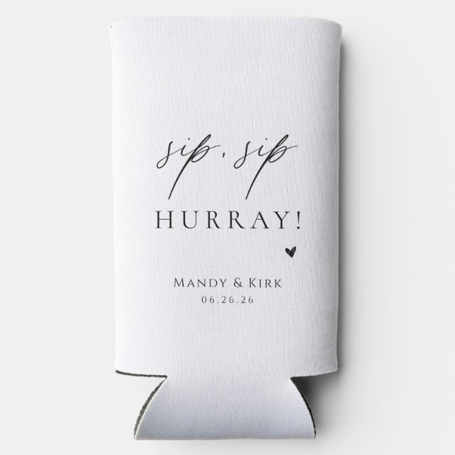 Personalised “ sip sip hurray” Wedding Can Cooler (Back)