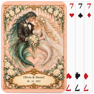 Personalised Siren Bride and Groom Wedding Favour Playing Cards