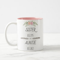 Personalised Sister Auntie Est Custom Year, Flower