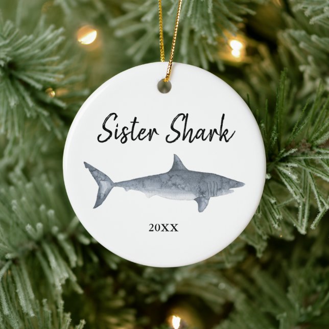 Personalised Sister Shark Doo Doo Doo Shark Song Ceramic Ornament (Tree)