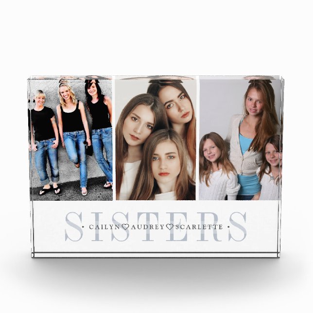 Personalised Sisters Photo Collage Block (Front)