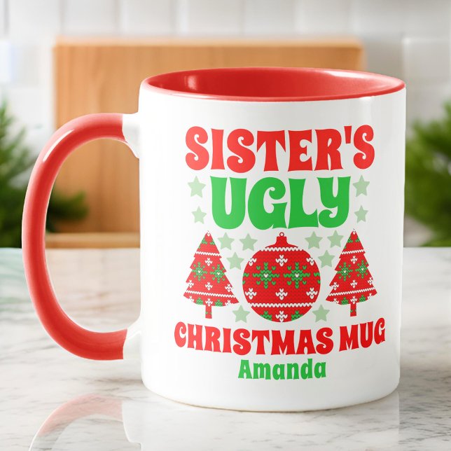 Personalised Sister's Ugly Christmas Sweater Mug (Creator Uploaded)