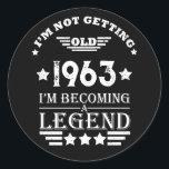 Personalised sixty vintage 60th birthday gifts classic round sticker<br><div class="desc">Make your birthday special with this unique design. Add a touch of sophisticated elegance to your birthday celebration with our exquisite, one-of-a-kind designs. These graphics bring sophistication and originality to any product, creating a memorable and stylish gift. They are perfect for those who appreciate a touch of timeless glamour on...</div>