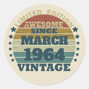 Personalised sixty vintage 60th birthday gifts  classic round sticker
