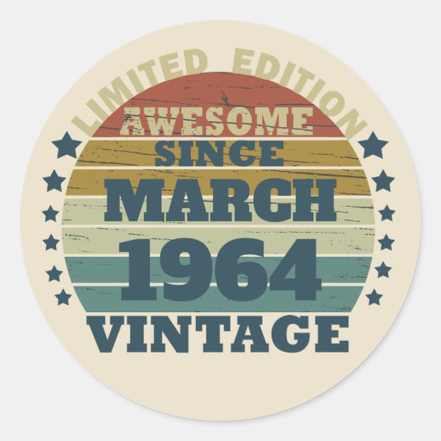Personalised sixty vintage 60th birthday gifts  classic round sticker (Front)