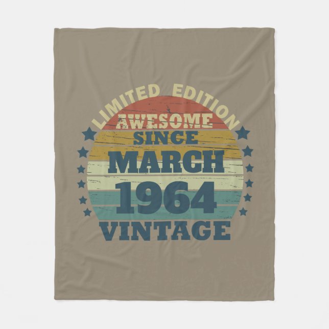 Personalised sixty vintage 60th birthday gifts  fleece blanket (Front)