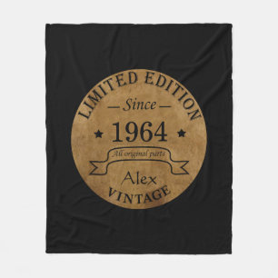 Personalised sixty vintage 60th birthday gifts fleece blanket