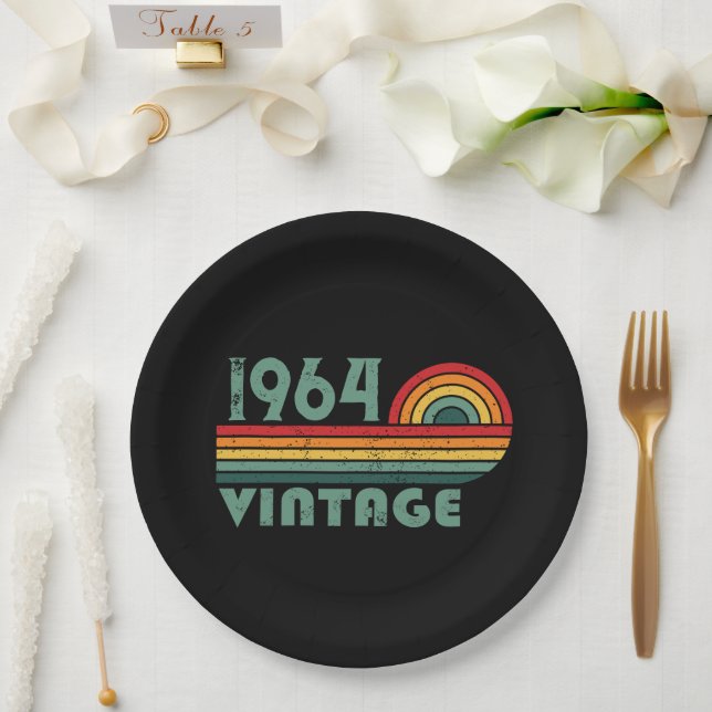 Personalised sixty vintage 60th birthday gifts paper plate (Wedding)