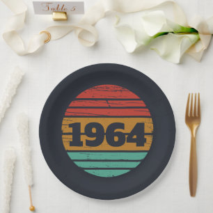 Personalised sixty vintage 60th birthday gifts paper plate