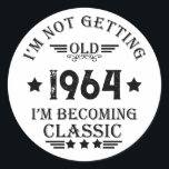 Personalised sixty vintage 60th birthday party classic round sticker<br><div class="desc">This vintage classic graphic design,  featuring an awesome typography font,  can add originality to your wardrobe collection. It is a great gift idea for men,  women,  husbands,  wives,  grandmas,  and grandpas who will love this one-of-a-kind artwork. It is the best and most hilarious holiday gift for your birthday party.</div>