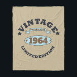 Personalised sixty vintage 60th birthday party  fleece blanket<br><div class="desc">You can add some originality with this limited edition, premium quality, original, classy, retro, and vintage-looking birthday graphic design with a cool typography font. This is a great gift idea for men, women, husbands, wives, girlfriends, and boyfriends who will love this one-of-a-kind piece of art. The best unique and funny...</div>