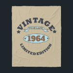 Personalised sixty vintage 60th birthday party  fleece blanket<br><div class="desc">You can add some originality with this limited edition, premium quality, original, classy, retro, and vintage-looking birthday graphic design with a cool typography font. This is a great gift idea for men, women, husbands, wives, girlfriends, and boyfriends who will love this one-of-a-kind piece of art. The best unique and funny...</div>