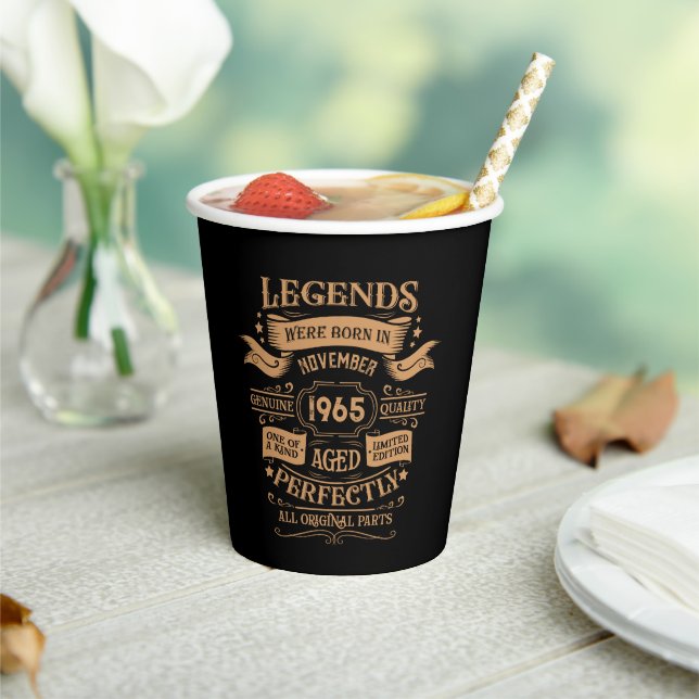 Personalised sixty vintage 60th birthday party paper cups (Insitu)