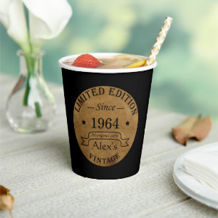 Personalised sixty vintage 60th birthday party paper cups