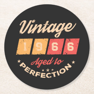 Personalised sixty vintage 60th birthday party round paper coaster