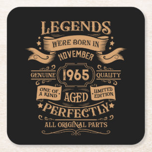 Personalised sixty vintage 60th birthday party square paper coaster