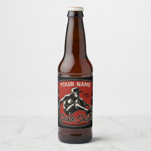 Personalised Skate Shop Grab Trick Skateboarding Beer Bottle Label