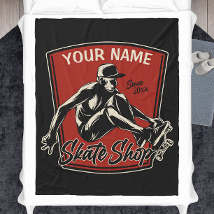 Personalised Skate Shop Grab Trick Skateboarding Fleece Blanket