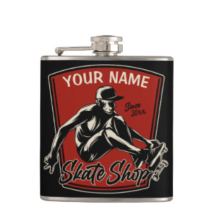 Personalised Skate Shop Grab Trick Skateboarding  Hip Flask