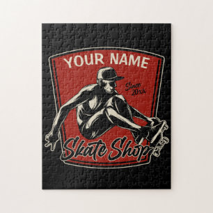 Personalised Skate Shop Grab Trick Skateboarding  Jigsaw Puzzle