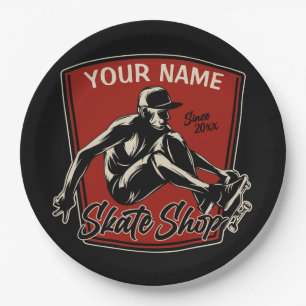 Personalised Skate Shop Grab Trick Skateboarding Paper Plate