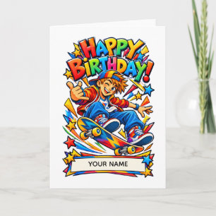 Personalised Skateboard Birthday Card for Boys