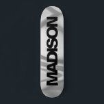 Personalised Skateboard Name Black Grey Cool<br><div class="desc">Easily personalise this colourful Skateboard on Grey Wave abstract design featuring black and cool sans serif font. Add your name,  choose font,  change size and position,  add clipart,  photos and shapes. Simple and beautiful,  perfect as gift idea for boys and girls.</div>