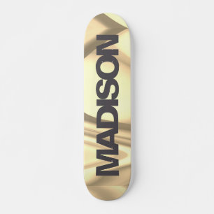 Personalised Skateboard Name Gold Yellow Wave