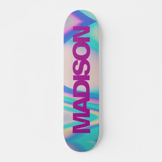 Personalised Skateboard Name Retro 90 Vaporwave (Front)