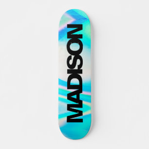 Personalised Skateboard Name Turquoise Blue Wave