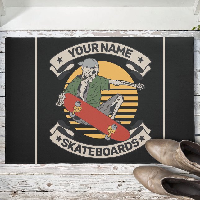 Personalised Skateboard Nose Grab Skeleton Skater  Doormat (Creator Uploaded)